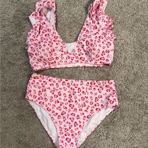 Pink Leopard Print Swimshit